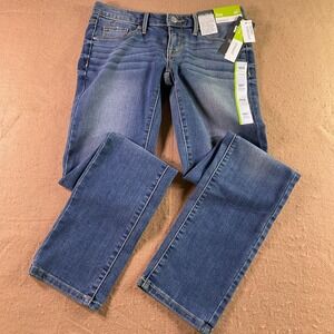 Mossimo Denim Mid Rise Straight Leg Jeans Womens 00S Blue Super Stretchy NWT
